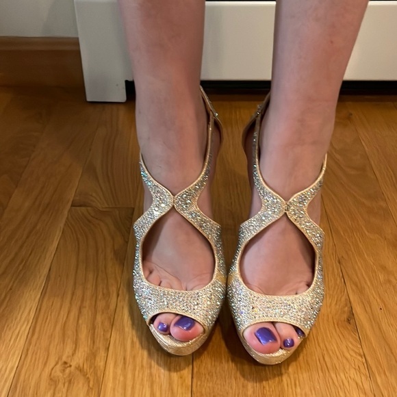 YOUR party shoes high heel with, rhinestones zip up backs size 8.5 . - Picture 3 of 10